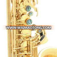 gold lacquer saxophone with abalone shell